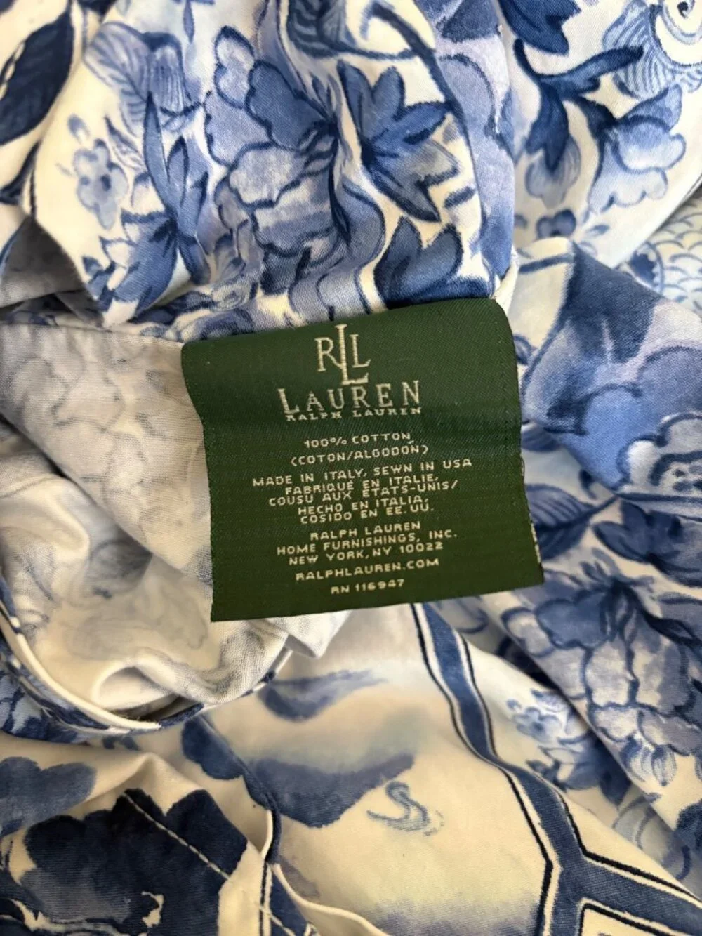 Ralph Lauren Palm Harbor Full Queen Duvet Cover Blue White Chinoiserie Pristine